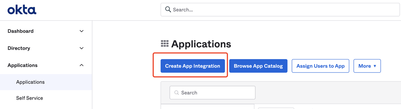 Create an Okta application